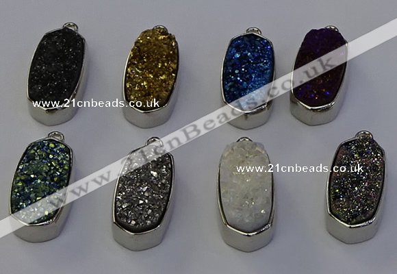 NGP6904 10*22mm - 12*25mm freeform plated druzy quartz pendants