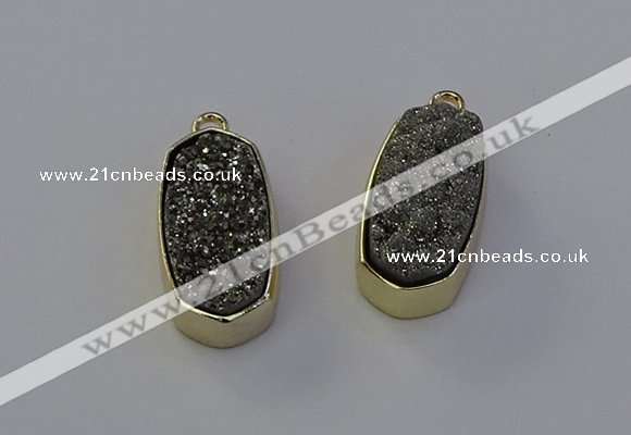 NGP6907 10*22mm - 12*25mm freeform plated druzy quartz pendants