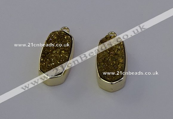 NGP6908 10*22mm - 12*25mm freeform plated druzy quartz pendants