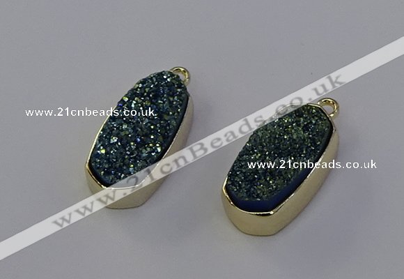 NGP6909 10*22mm - 12*25mm freeform plated druzy quartz pendants