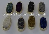 NGP6915 10*22mm - 12*25mm freeform plated druzy quartz pendants
