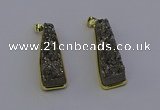 NGP6930 10*30mm - 12*35mm trapezoid plated druzy quartz pendants