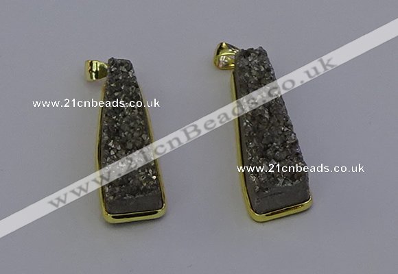 NGP6930 10*30mm - 12*35mm trapezoid plated druzy quartz pendants