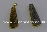 NGP6932 10*30mm - 12*35mm trapezoid plated druzy quartz pendants