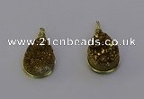 NGP6935 13*18mm - 15*20mm flat teardrop plated druzy quartz pendants