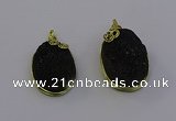 NGP6937 16*22mm - 18*25mm oval plated druzy quartz pendants