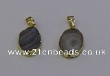 NGP6941 15*20mm oval druzy agate pendants wholesale