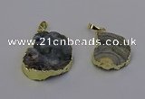 NGP6943 18*25mm - 25*30mm freeform druzy agate pendants wholesale