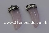 NGP6973 12*40mm - 15*45mm horn rose quartz pendants wholesale