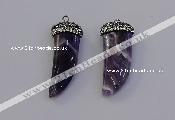 NGP6975 12*40mm - 15*45mm horn amethyst pendants wholesale