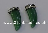 NGP6979 12*40mm - 15*45mm horn green aventurine pendants wholesale