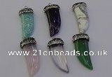 NGP6988 12*40mm - 15*45mm horn mixed gemstone pendants