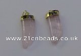 NGP6993 12*40mm - 15*45mm horn rose quartz pendants wholesale