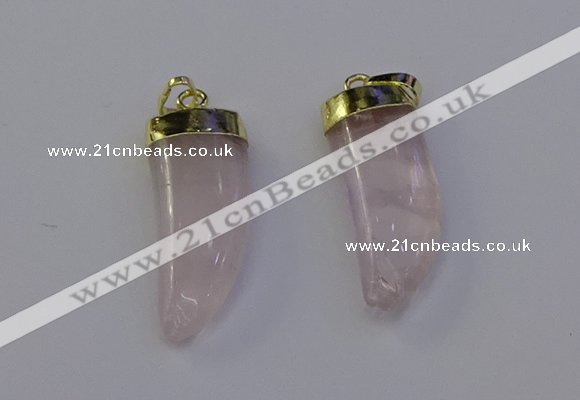 NGP6993 12*40mm - 15*45mm horn rose quartz pendants wholesale