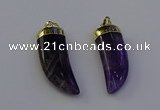 NGP6995 12*40mm - 15*45mm horn amethyst pendants wholesale