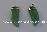 NGP6999 12*40mm - 15*45mm horn green aventurine pendants wholesale