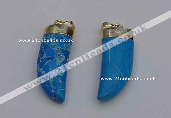 NGP7026 12*35mm - 14*40mm horn white howlite turquoise pendants