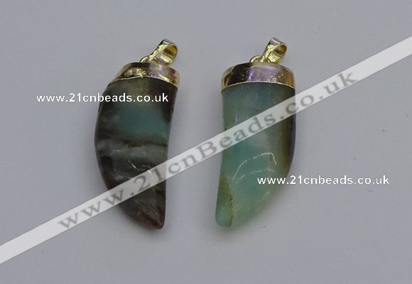 NGP7036 12*35mm - 14*40mm horn amazonite pendants wholesale