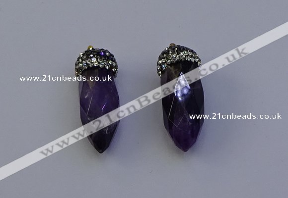 NGP7060 12*30mm - 15*35mm faceted bullet amethyst pendants