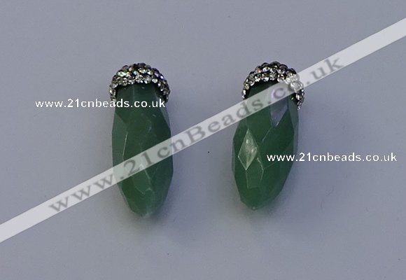 NGP7064 12*30mm - 15*35mm faceted bullet green aventurine pendants