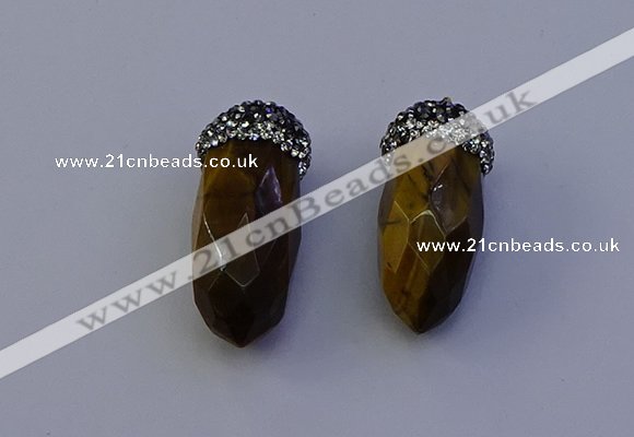 NGP7069 12*30mm - 15*35mm faceted bullet yellow tiger eye pendants