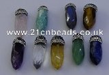 NGP7075 12*30mm - 15*35mm faceted bullet mixed gemstone pendants