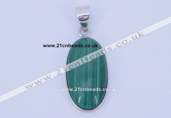 NGP708 12*24mm oval natural malachite with sterling silver pendant