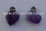 NGP7088 25*35mm - 28*45mm faceted nuggets amethyst pendants