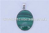 NGP709 16*24mm oval natural malachite with sterling silver pendant