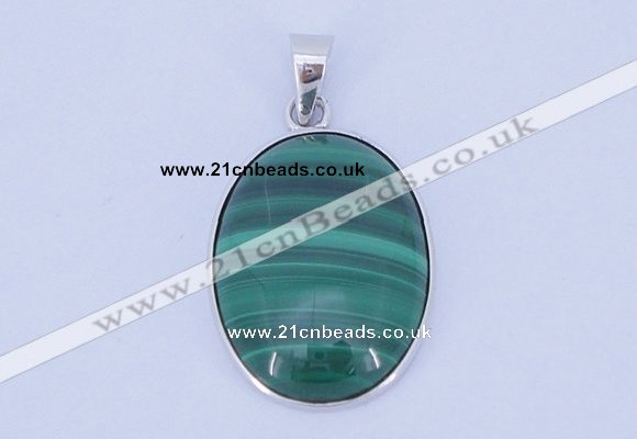 NGP709 16*24mm oval natural malachite with sterling silver pendant