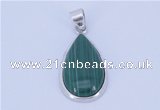 NGP710 14*37mm teardrop natural malachite with sterling silver pendant