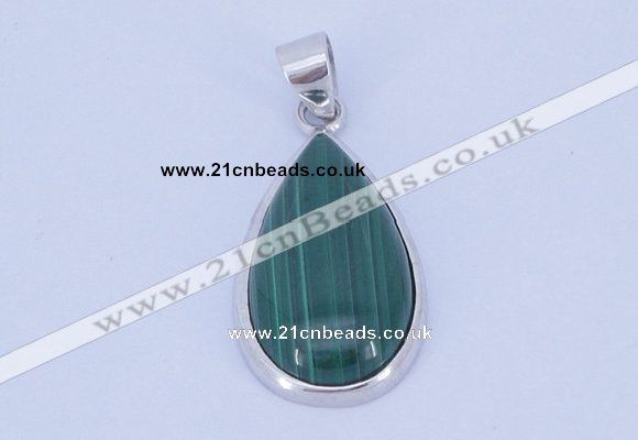 NGP710 14*37mm teardrop natural malachite with sterling silver pendant