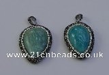 NGP7100 25*30mm - 28*35mm flat teardrop amazonite pendants