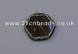 NGP7115 30*30mm hexagon smoky quartz pendants wholesale