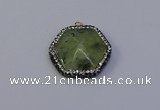 NGP7117 30*30mm hexagon green qutilated quartz pendants wholesale