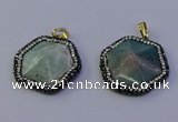 NGP7120 30*30mm hexagon amazonite gemstone pendants wholesale