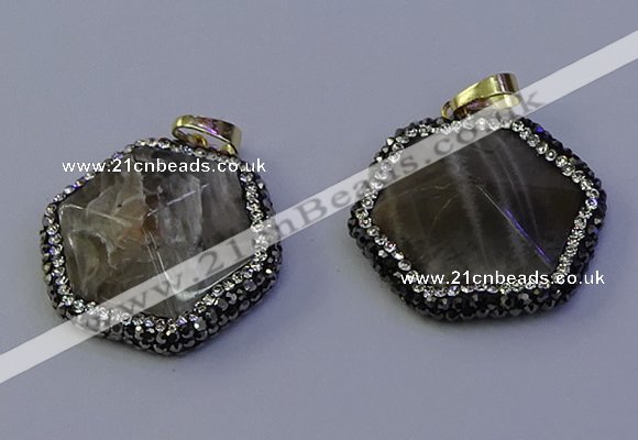 NGP7122 30*30mm hexagon moonstone gemstone pendants wholesale