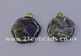 NGP7124 30*30mm hexagon labradorite gemstone pendants wholesale