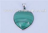 NGP713 19*22mm heart natural malachite with sterling silver pendant