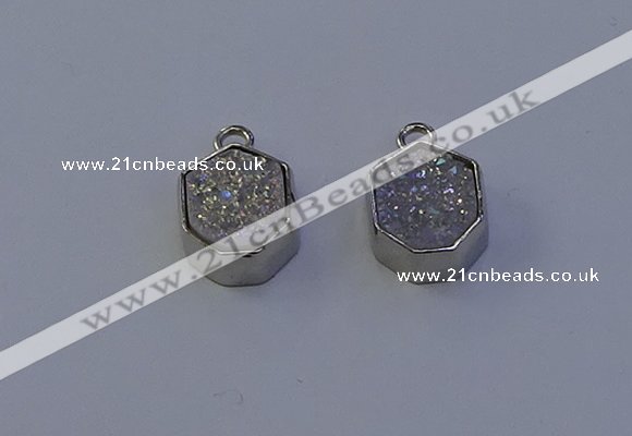 NGP7155 12*15mm plated druzy agate pendants wholesale