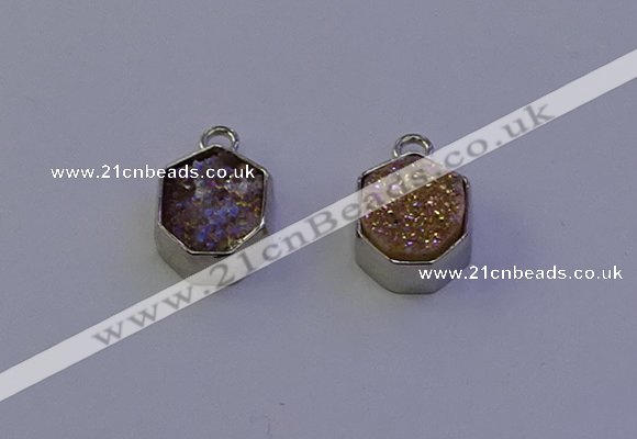 NGP7156 12*15mm plated druzy agate pendants wholesale
