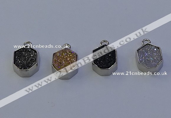 NGP7159 12*15mm plated druzy agate pendants wholesale