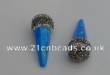 NGP7173 20*50mm faceted cone white howlite turquoise pendants