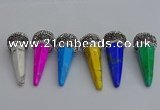 NGP7176 20*50mm faceted cone white howlite turquoise pendants