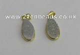 NGP7179 10*20mm flat teardrop plated druzy quartz pendants