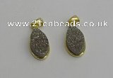 NGP7180 10*20mm flat teardrop plated druzy quartz pendants