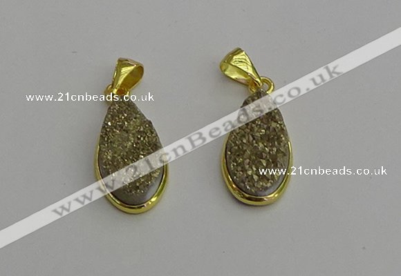 NGP7181 10*20mm flat teardrop plated druzy quartz pendants