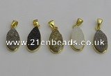 NGP7183 10*20mm flat teardrop plated druzy quartz pendants