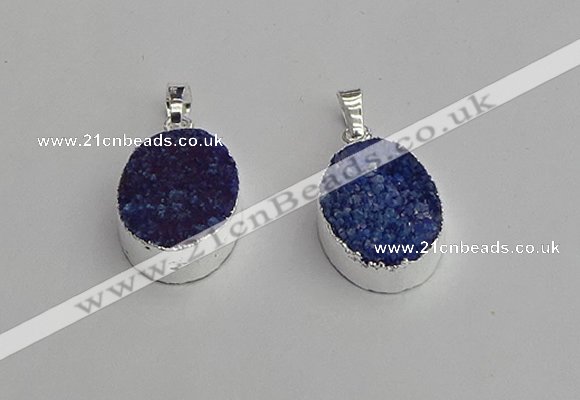 NGP7190 15*20mm oval druzy quartz pendants wholesale