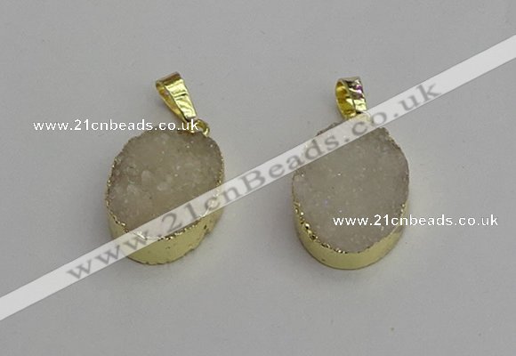 NGP7195 15*20mm oval druzy quartz pendants wholesale